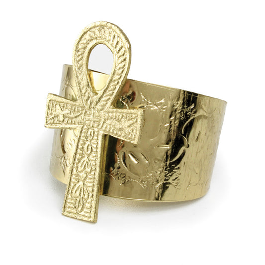 Unisex Ankh Cuff: Gold/Silver