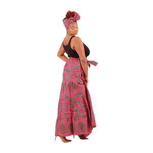African Print Pink and Green Skirt