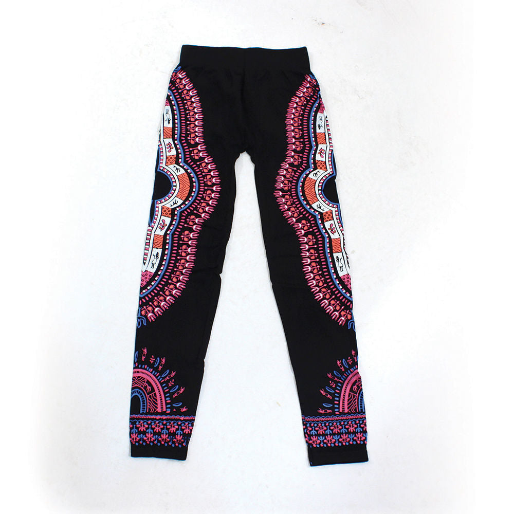 Traditional Print Black Leggings