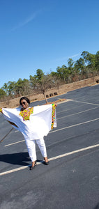 Unisex White And Kente Suit