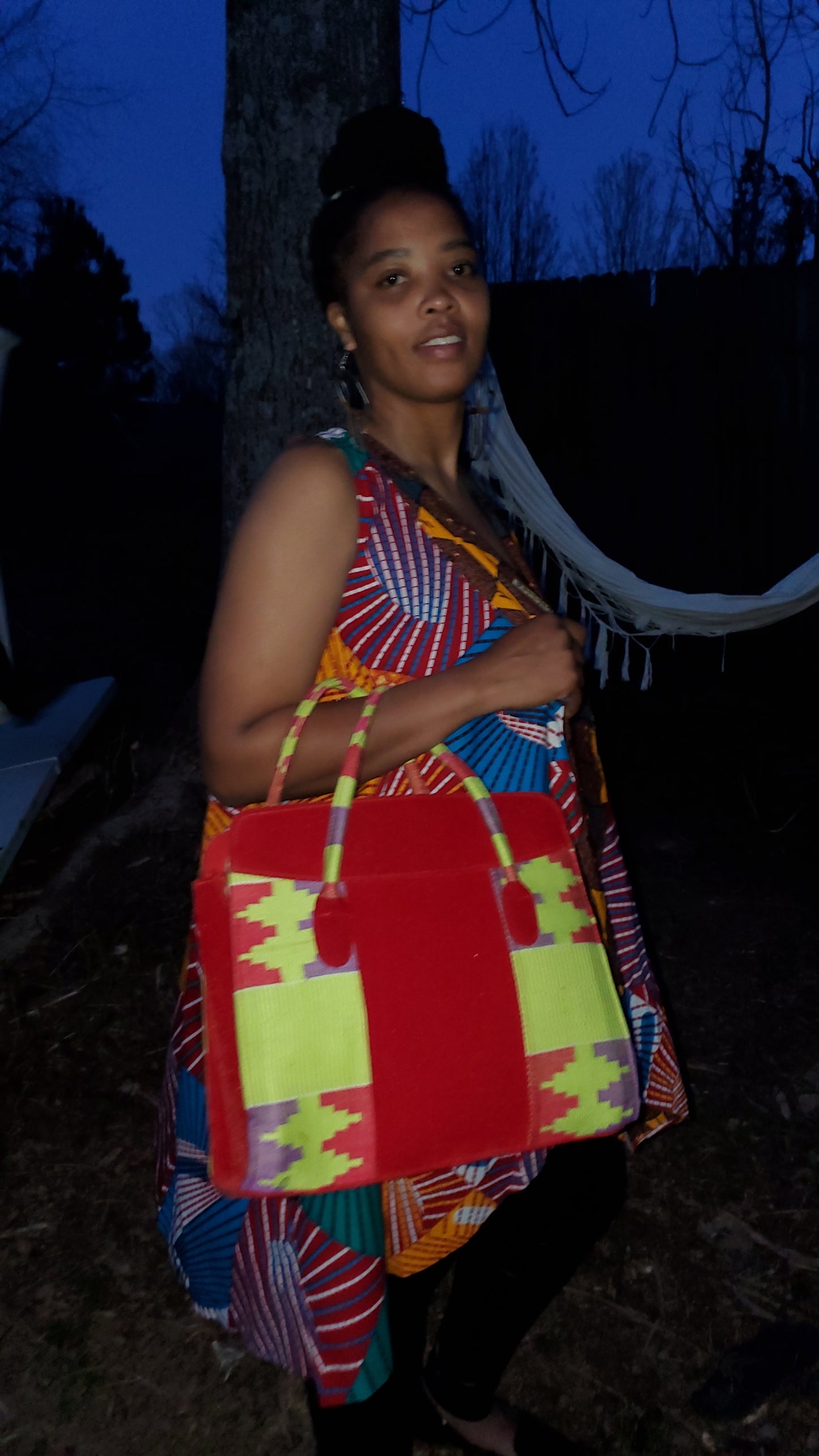 Weaved Kente With Suede Tote