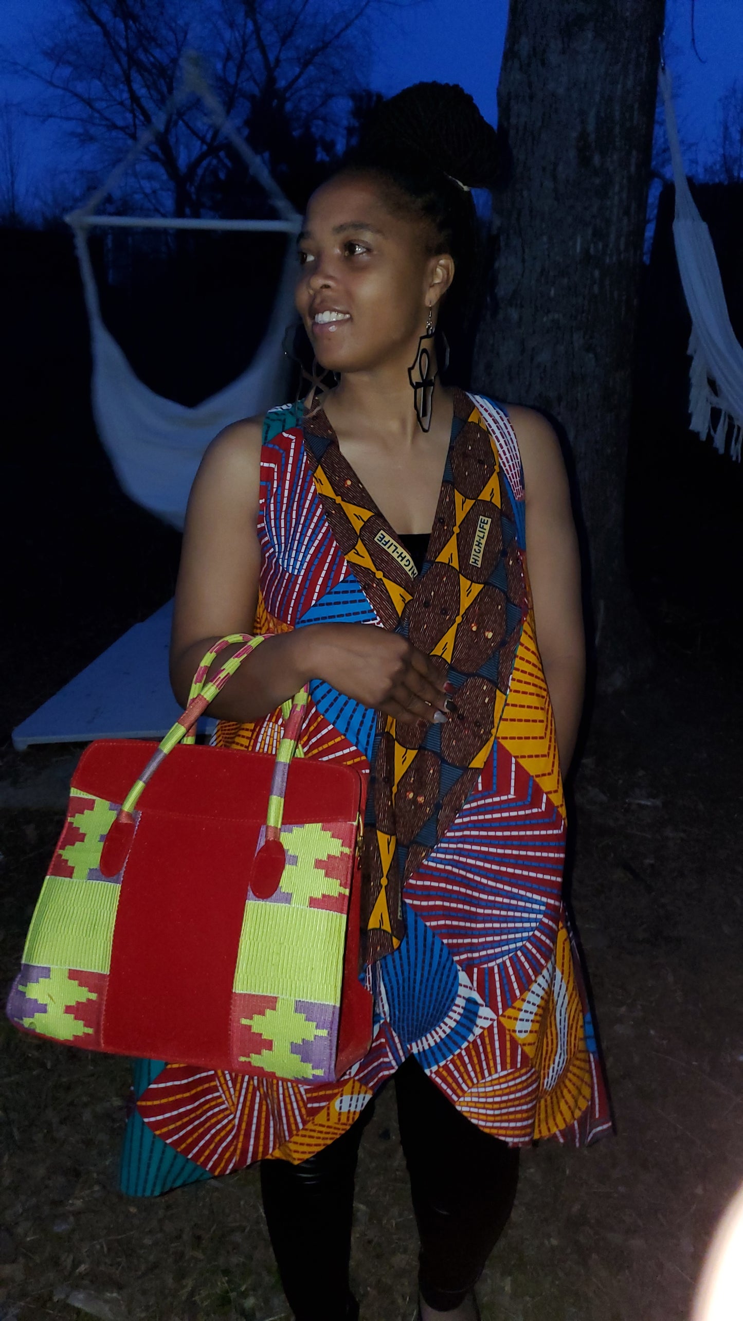 Weaved Kente With Suede Tote