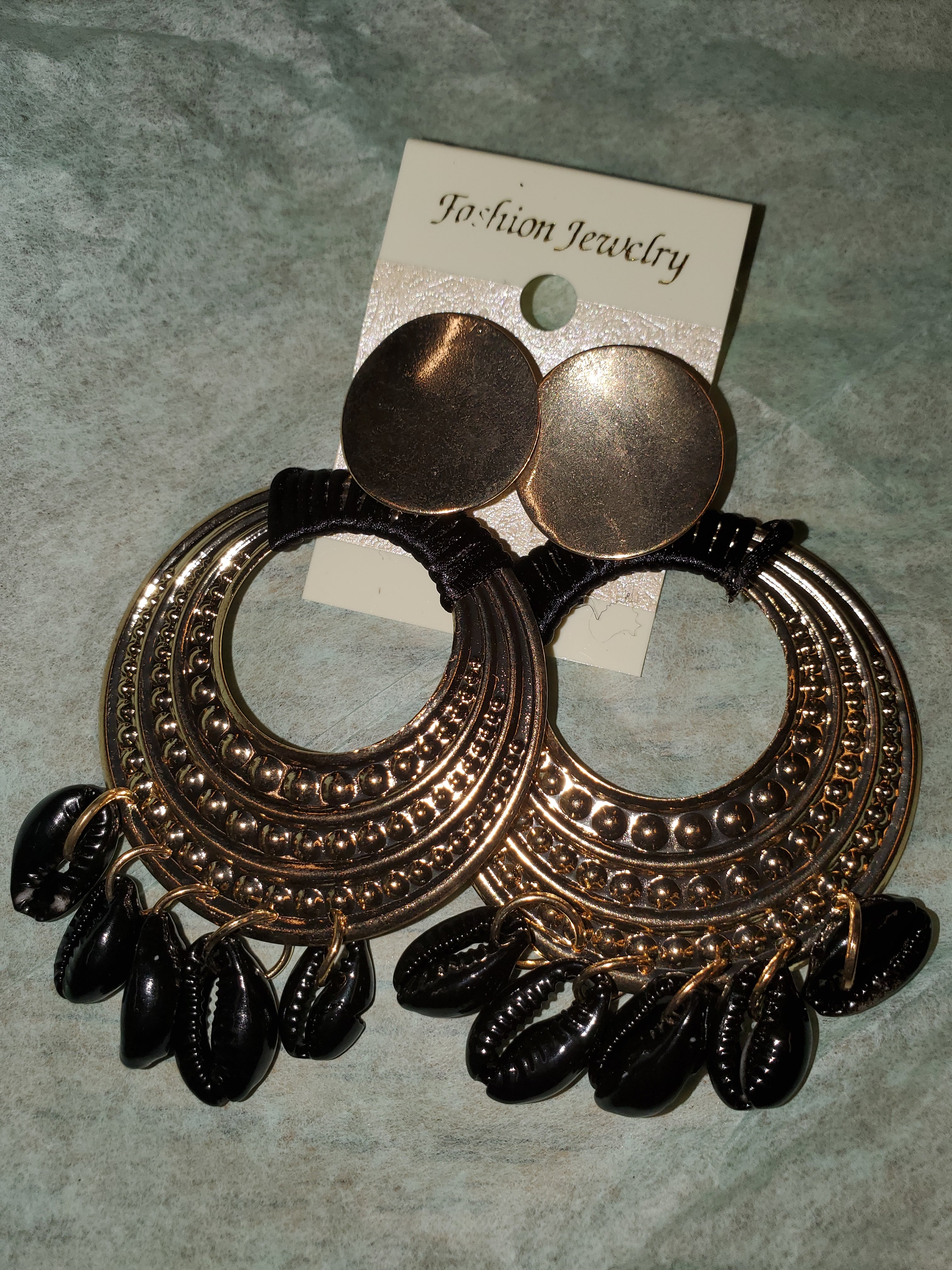 Black Cowrie Earrings
