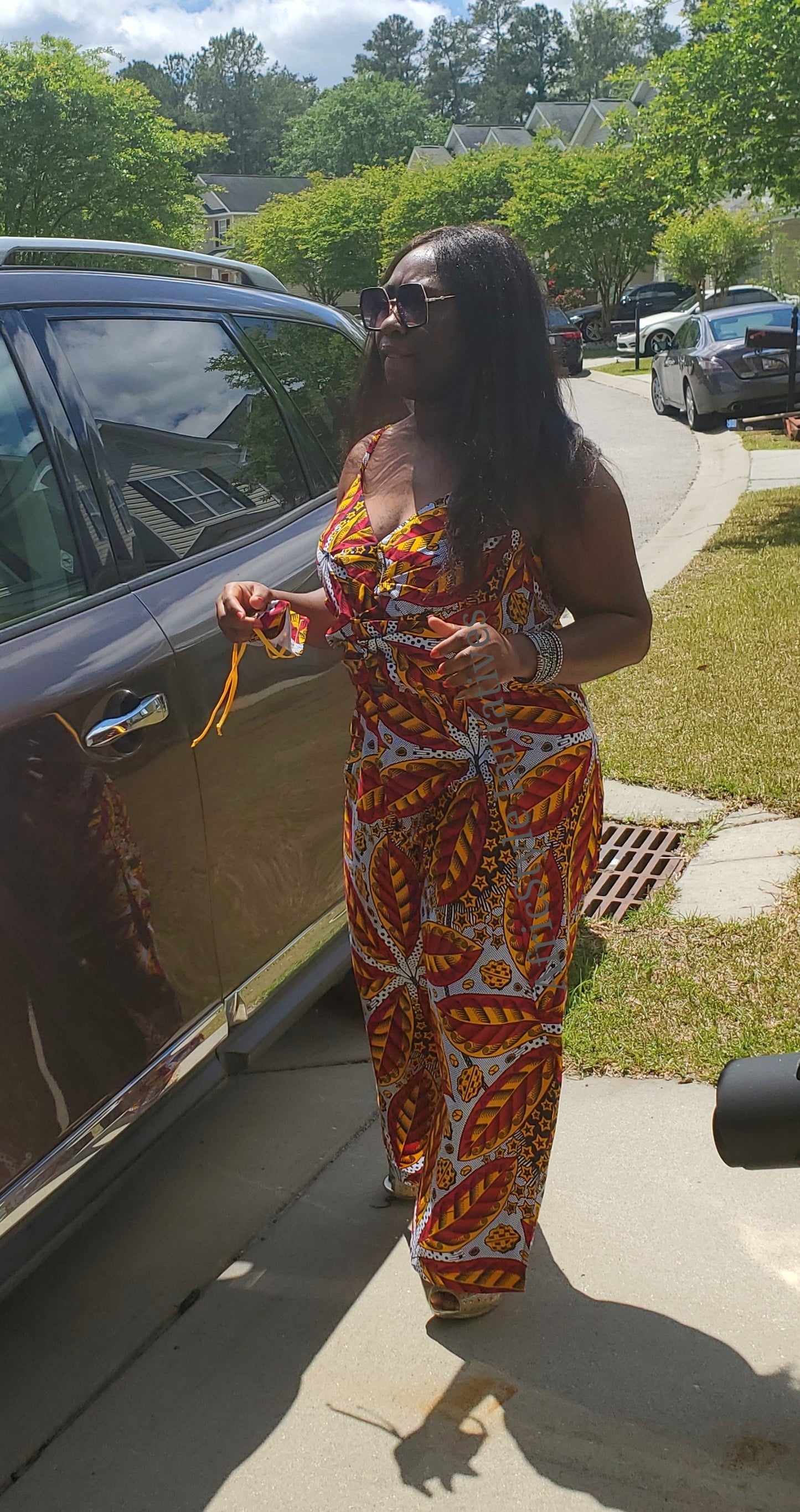 African Print Sleeveless Jumpsuit