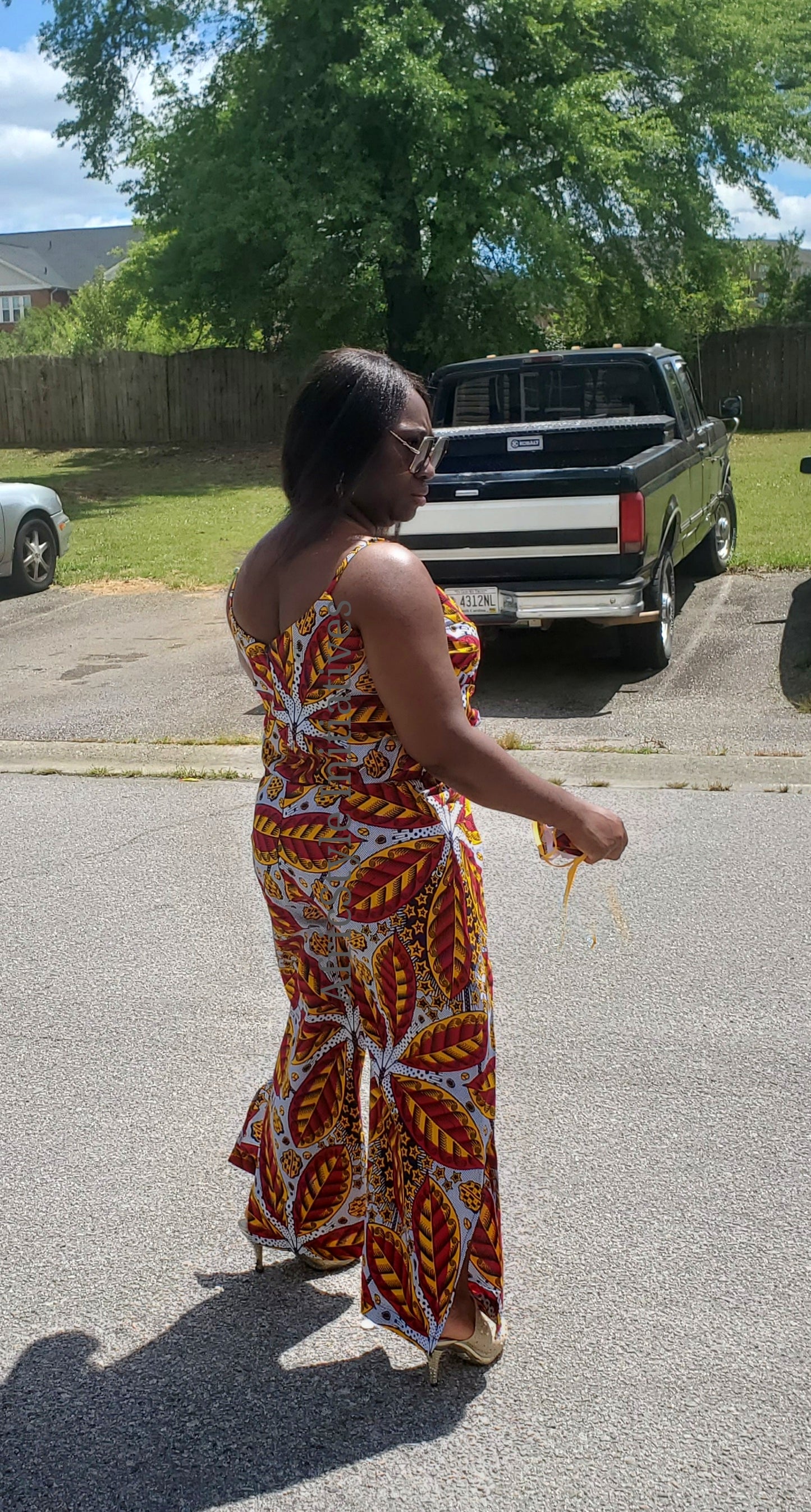 African Print Sleeveless Jumpsuit