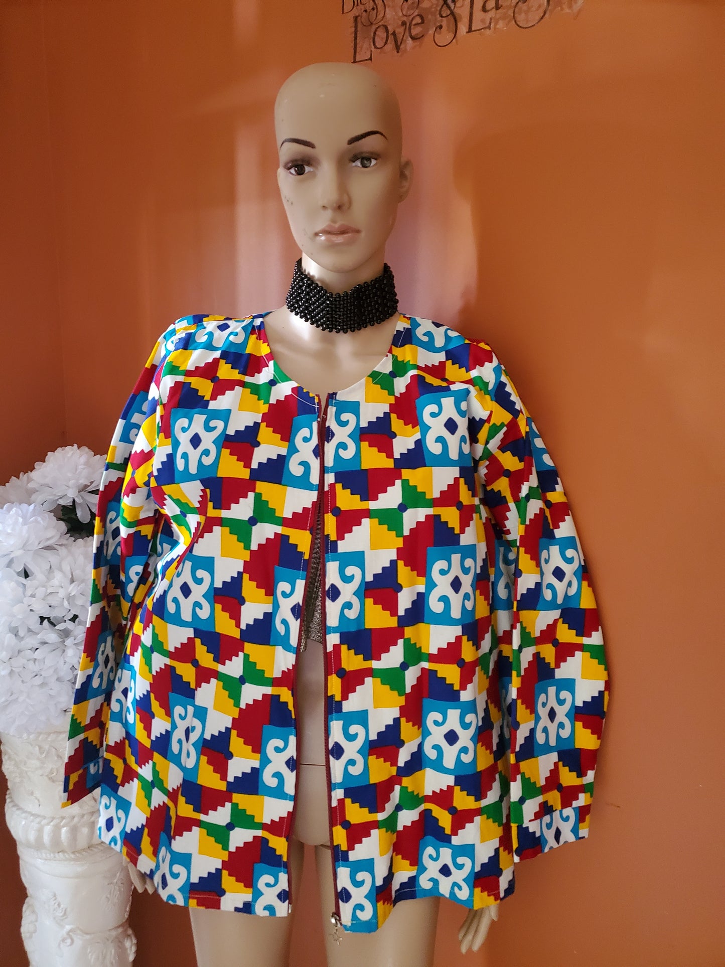 Kente Front Open Jacket