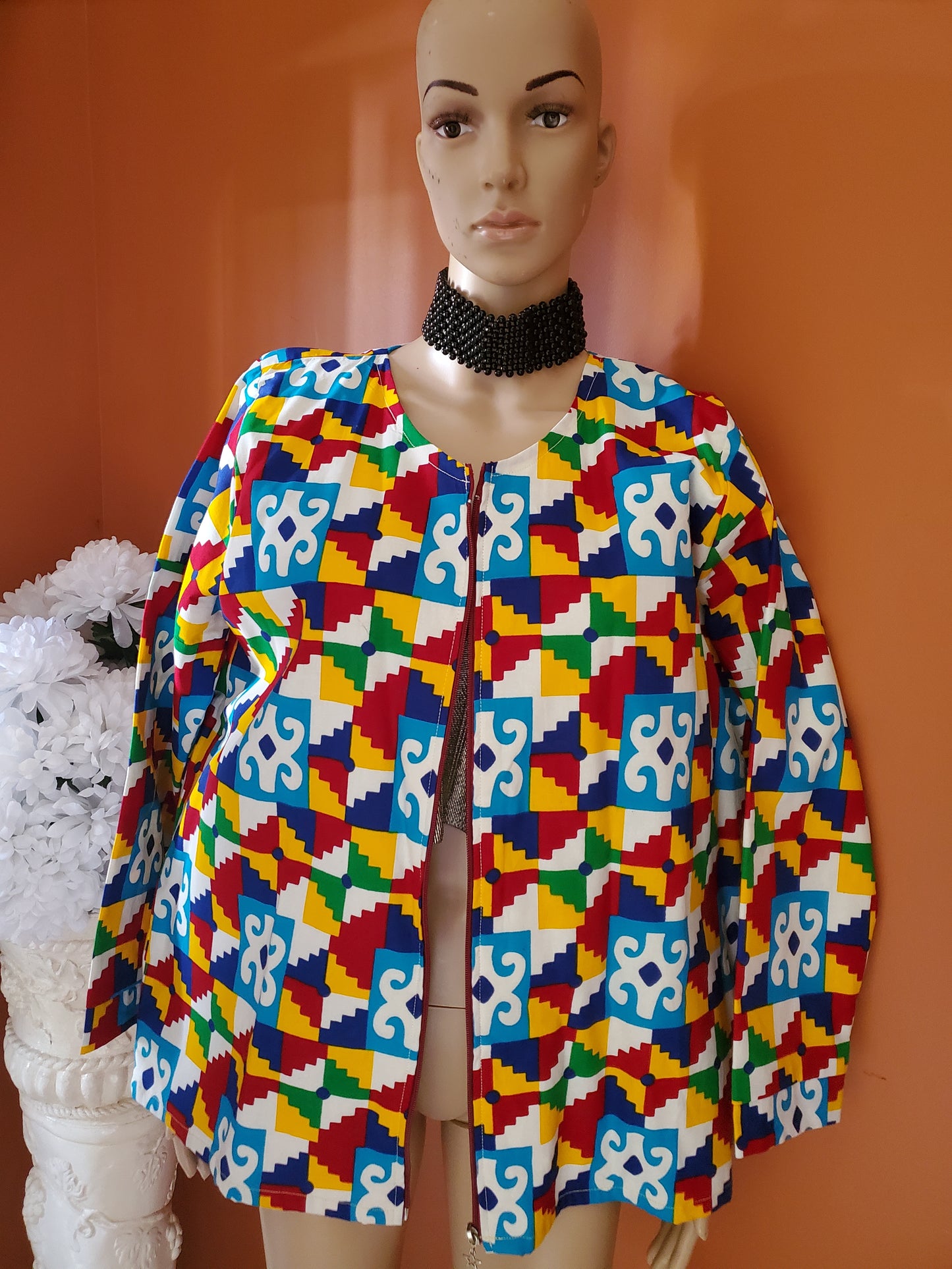 Kente Front Open Jacket