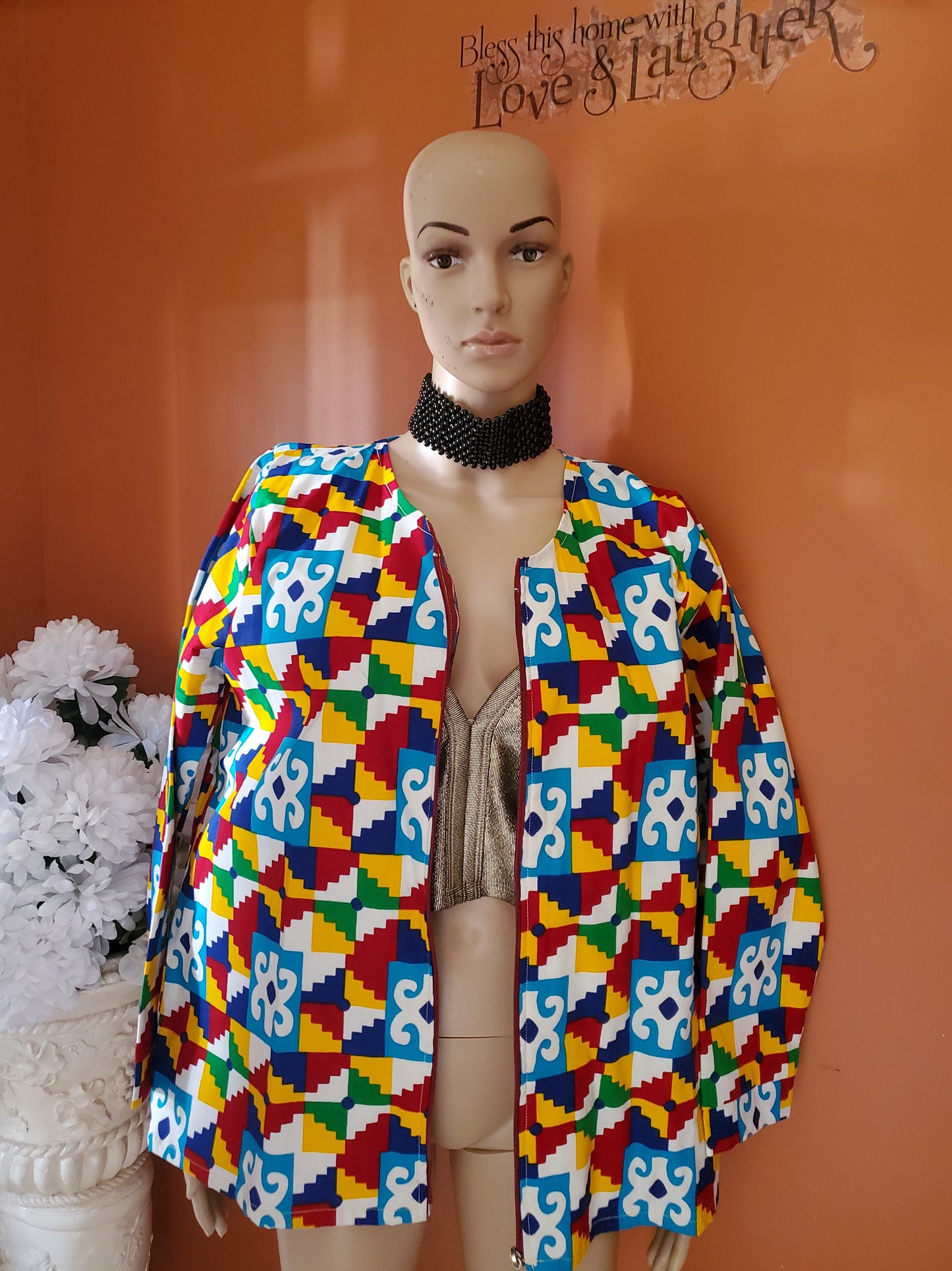 Kente Front Open Jacket