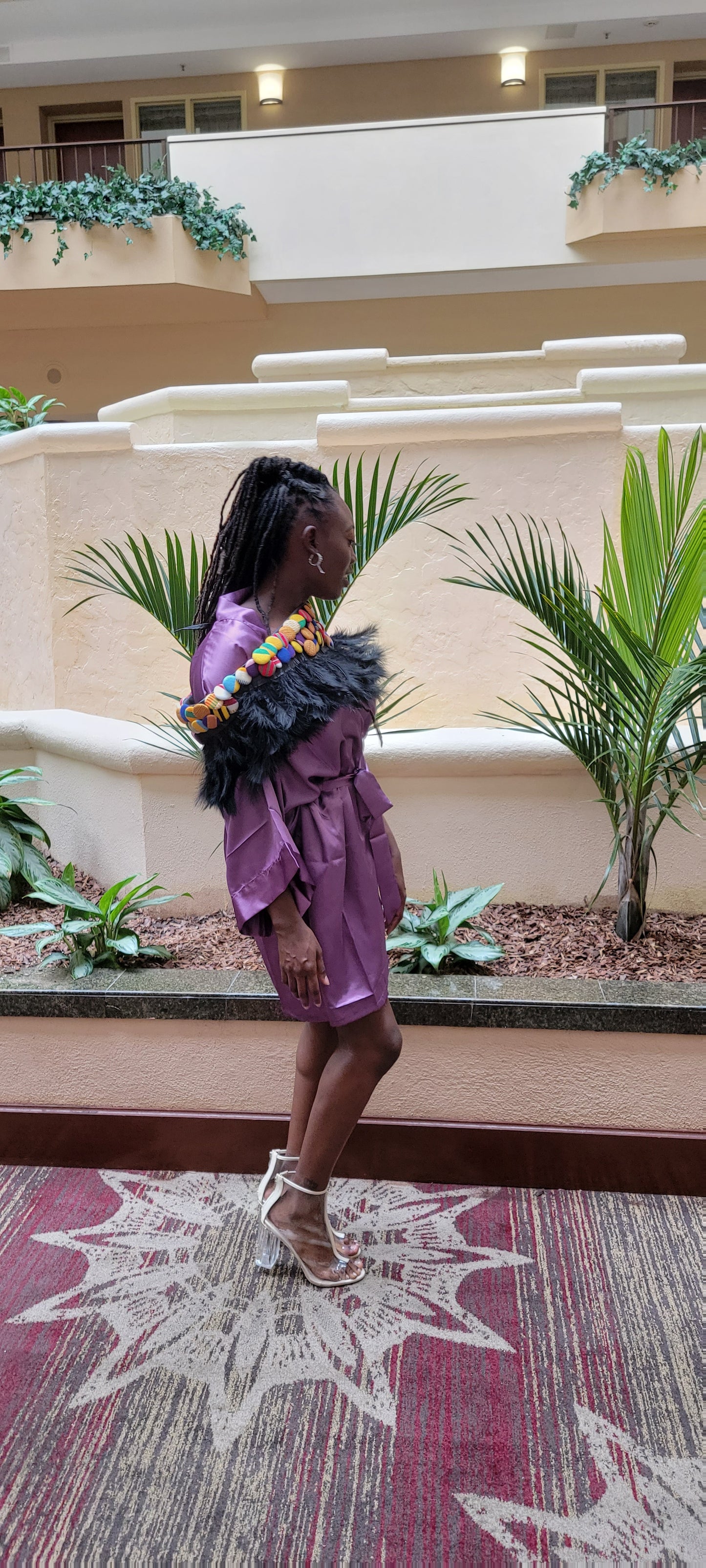 Ankara Buttons With Feathers Collar