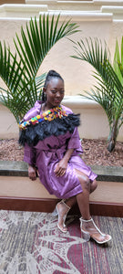 Ankara Buttons With Feathers Collar