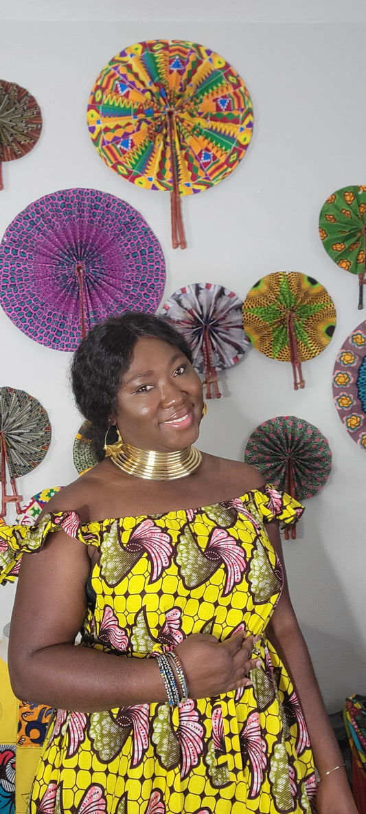 Yellow Ankara Off-Shoulder Dress