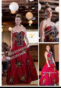 Ankara Red Gown