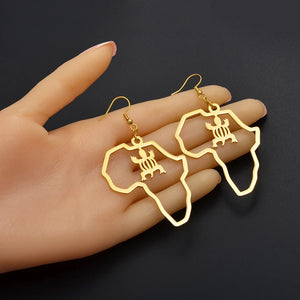 Small African Symbolic Map Gold Platted Earring