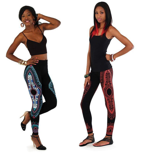 Traditional Print Black Leggings