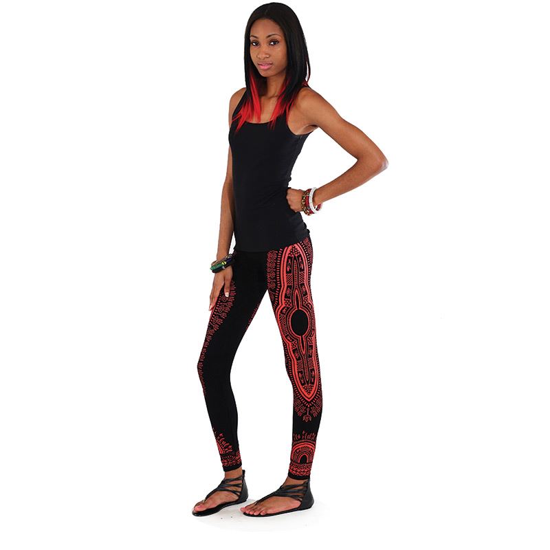 Traditional Print Black Leggings