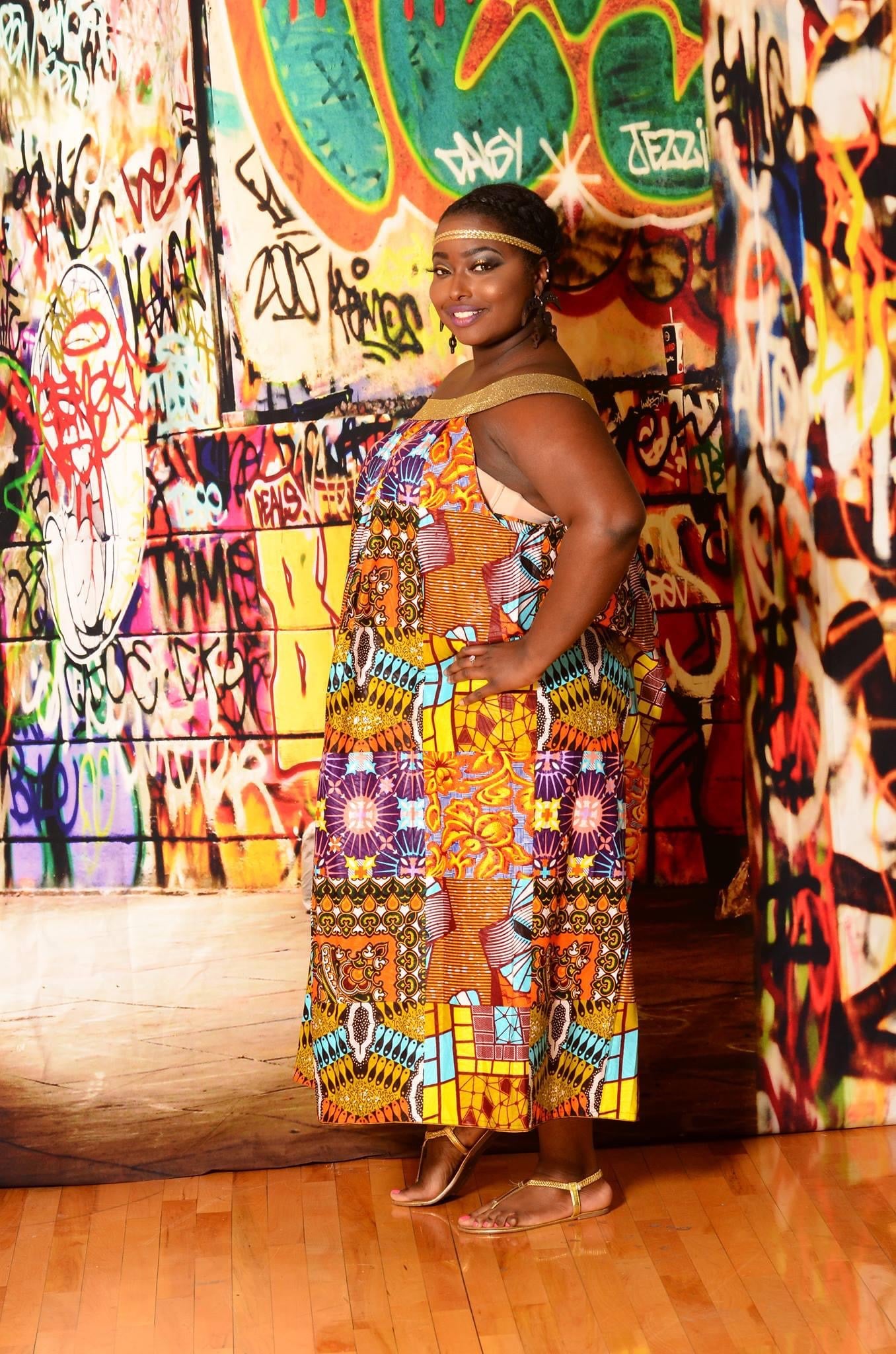 Ankara Maxi Off-Shoulder Dress