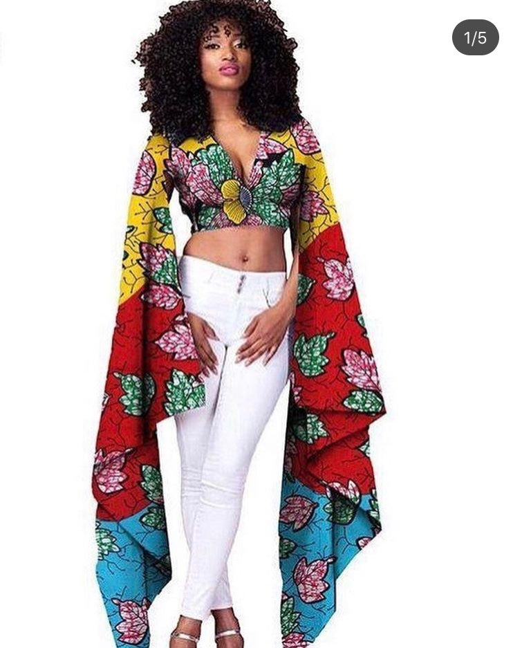 African Print Handkechief Crop Top