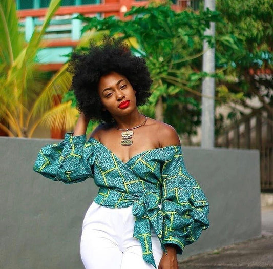 African Print Wrap Top