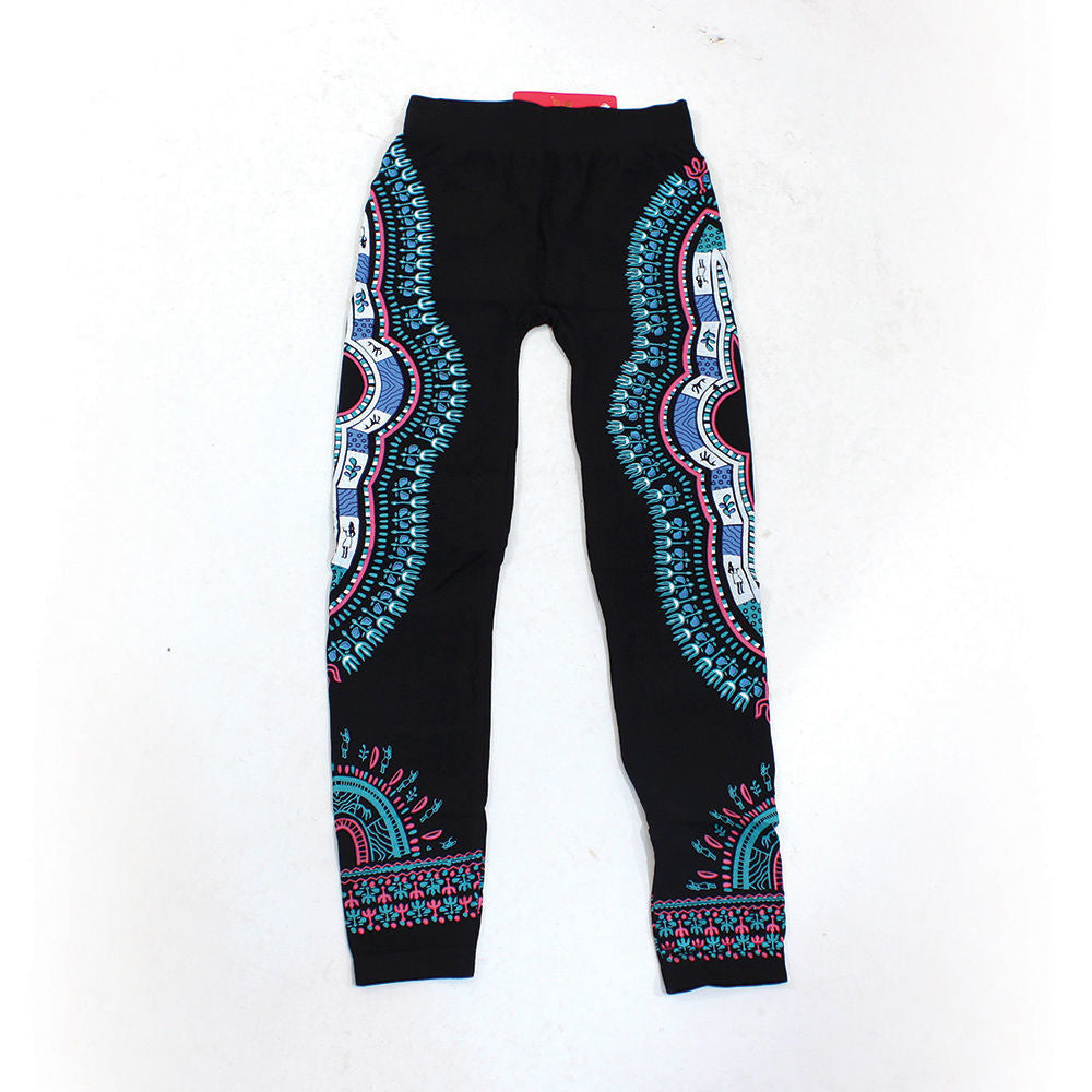 Traditional Print Black Leggings