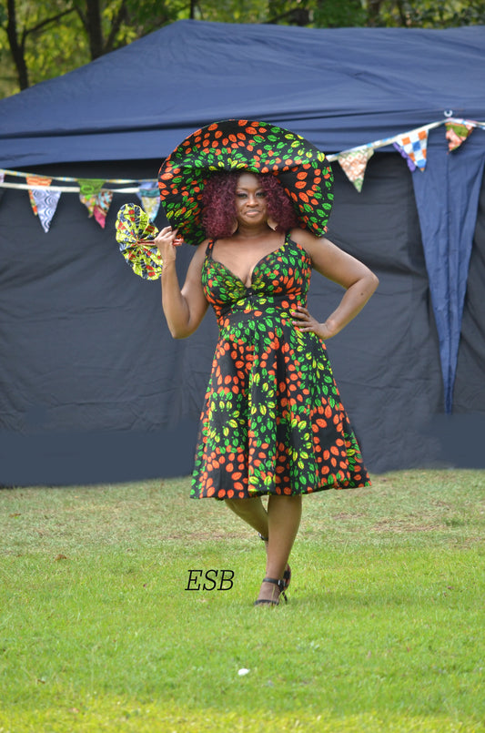 Summer Green Sweetheart Dress with Match Hat