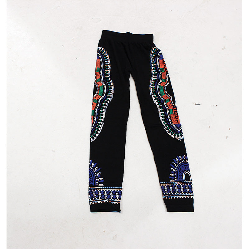 Traditional Print Black Leggings