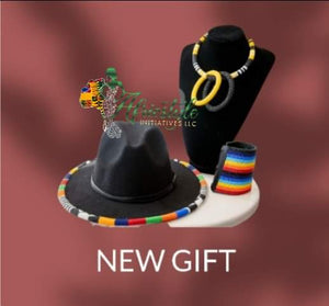 Fedora Hat, Beaded Necklace Set