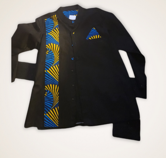 Long Sleeves Black And Blue Shirt