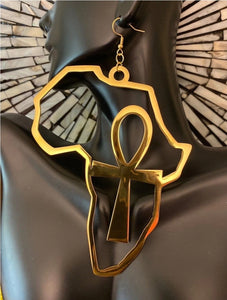 Large Ankh Map Earring