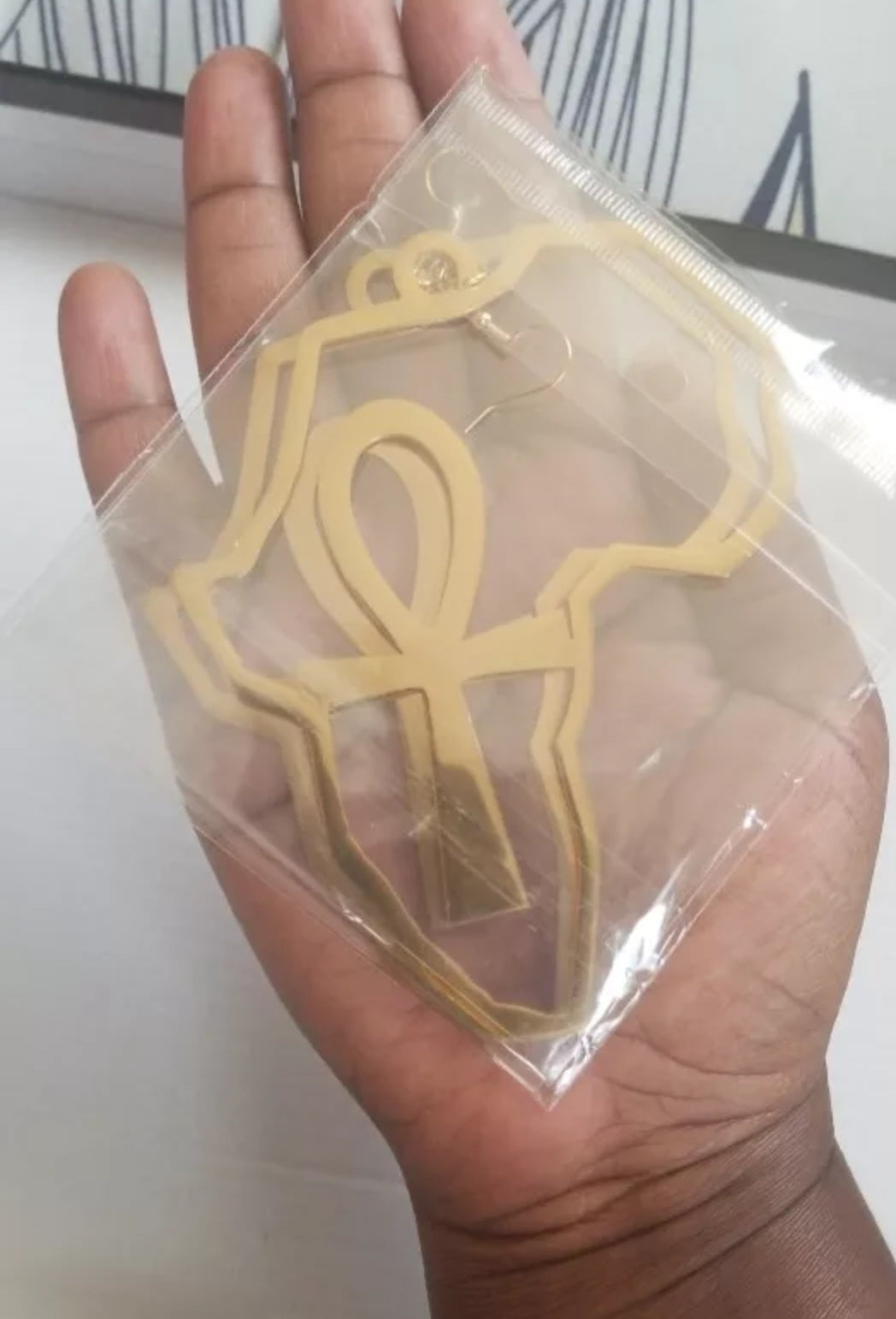 Large Ankh Map Earring