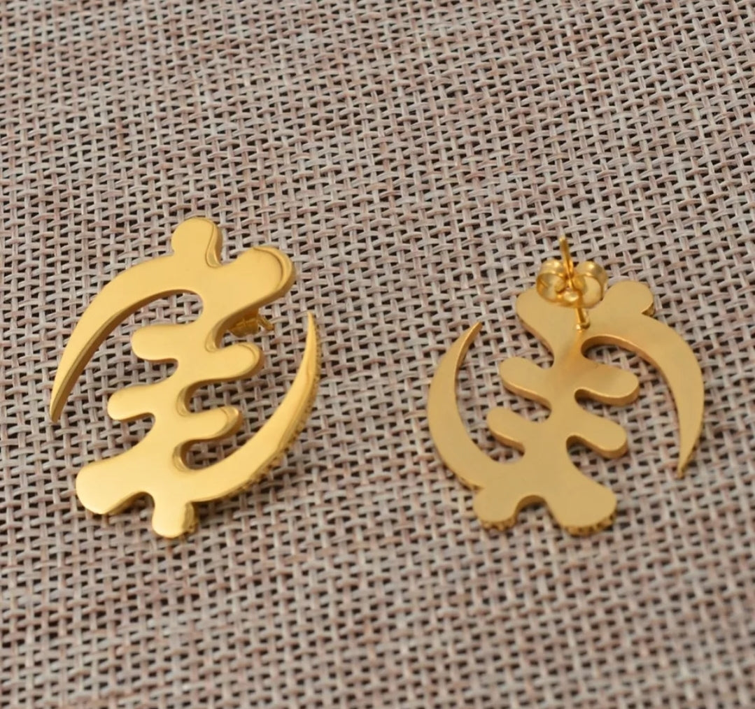 Small African Symbolic Gold/Silver Platted Earring