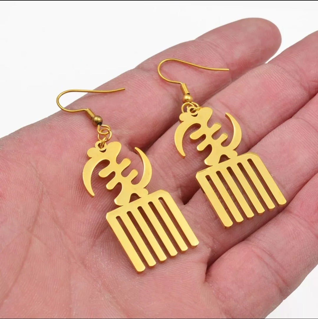 Small African Symbolic Gold/Silver Platted Earring