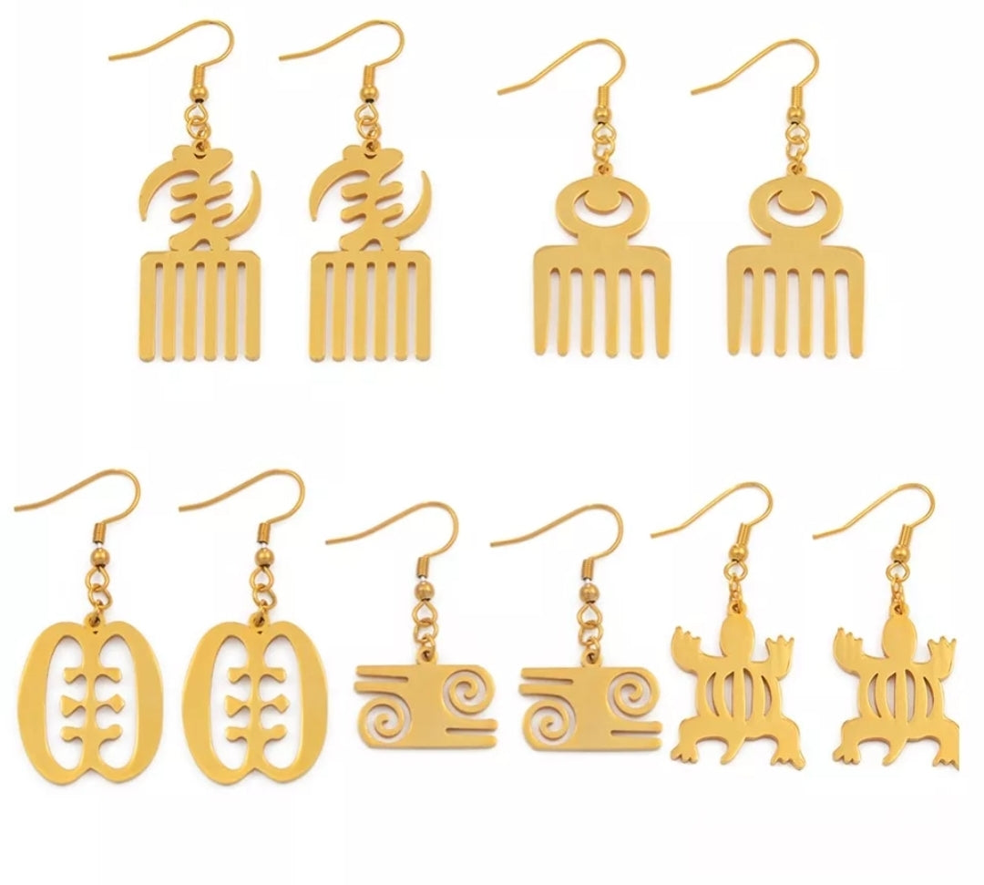 Small African Symbolic Gold/Silver Platted Earring