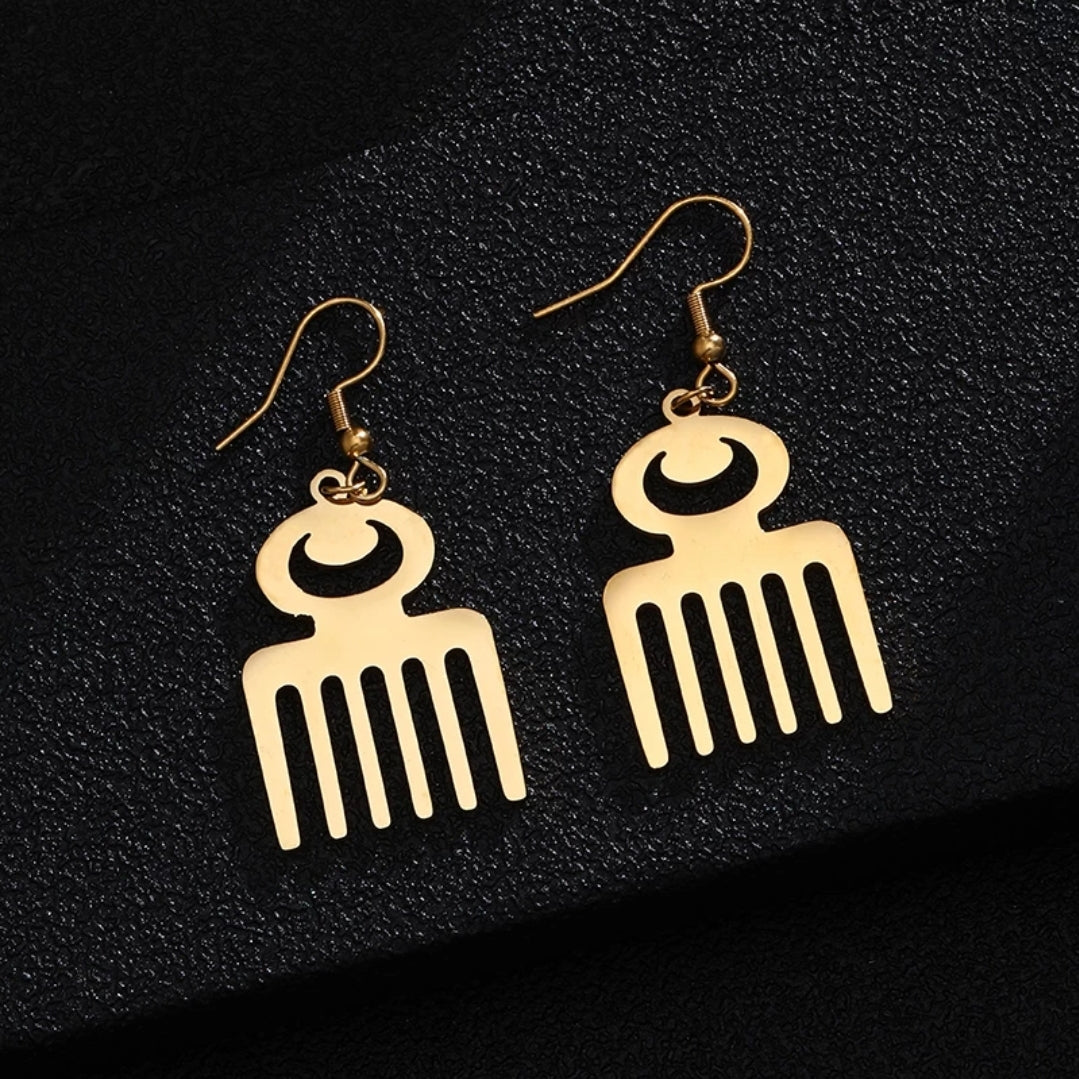 Small African Symbolic Gold/Silver Platted Earring