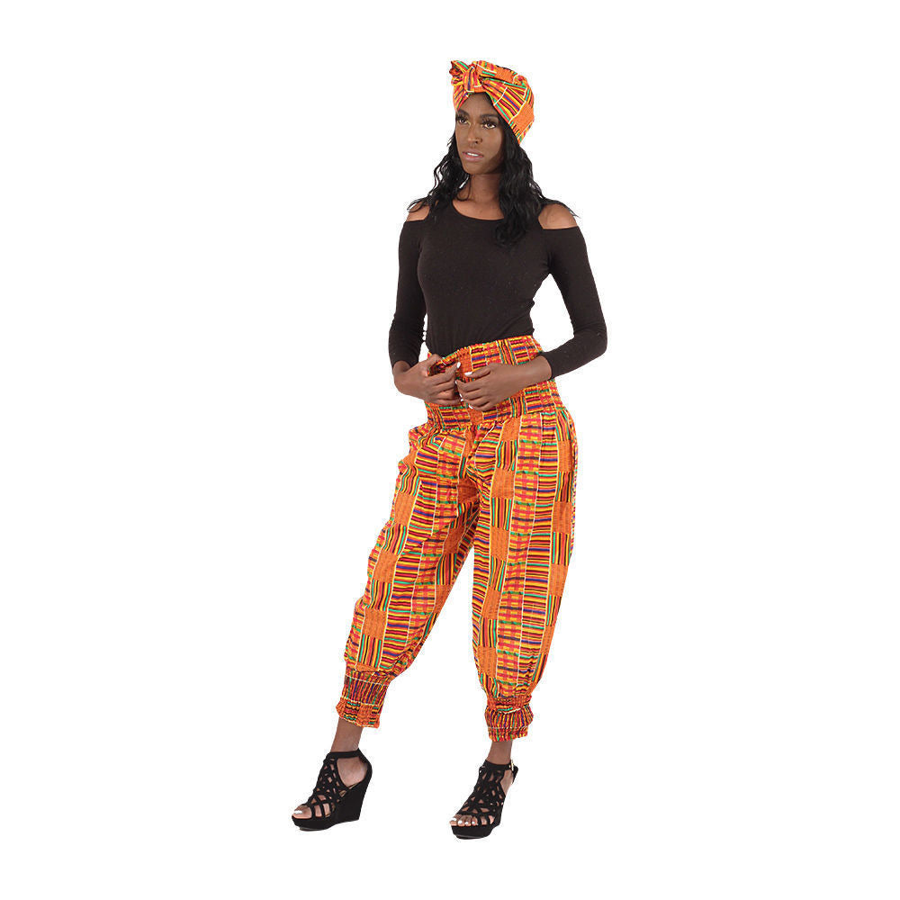 Kente Elastic Harem Pants