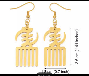 Gold Color Stainless Steel Adinkra Gye Nyame Earrings