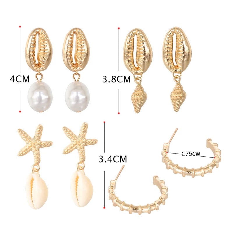 Gold Plated Cowrie Drop Earrings