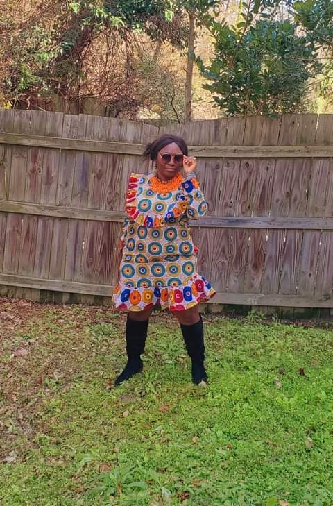 African Print Circled Short Dress