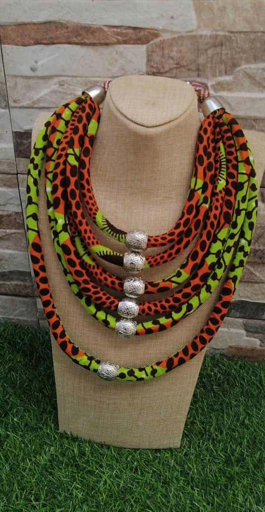 Corded African Print Necklaces