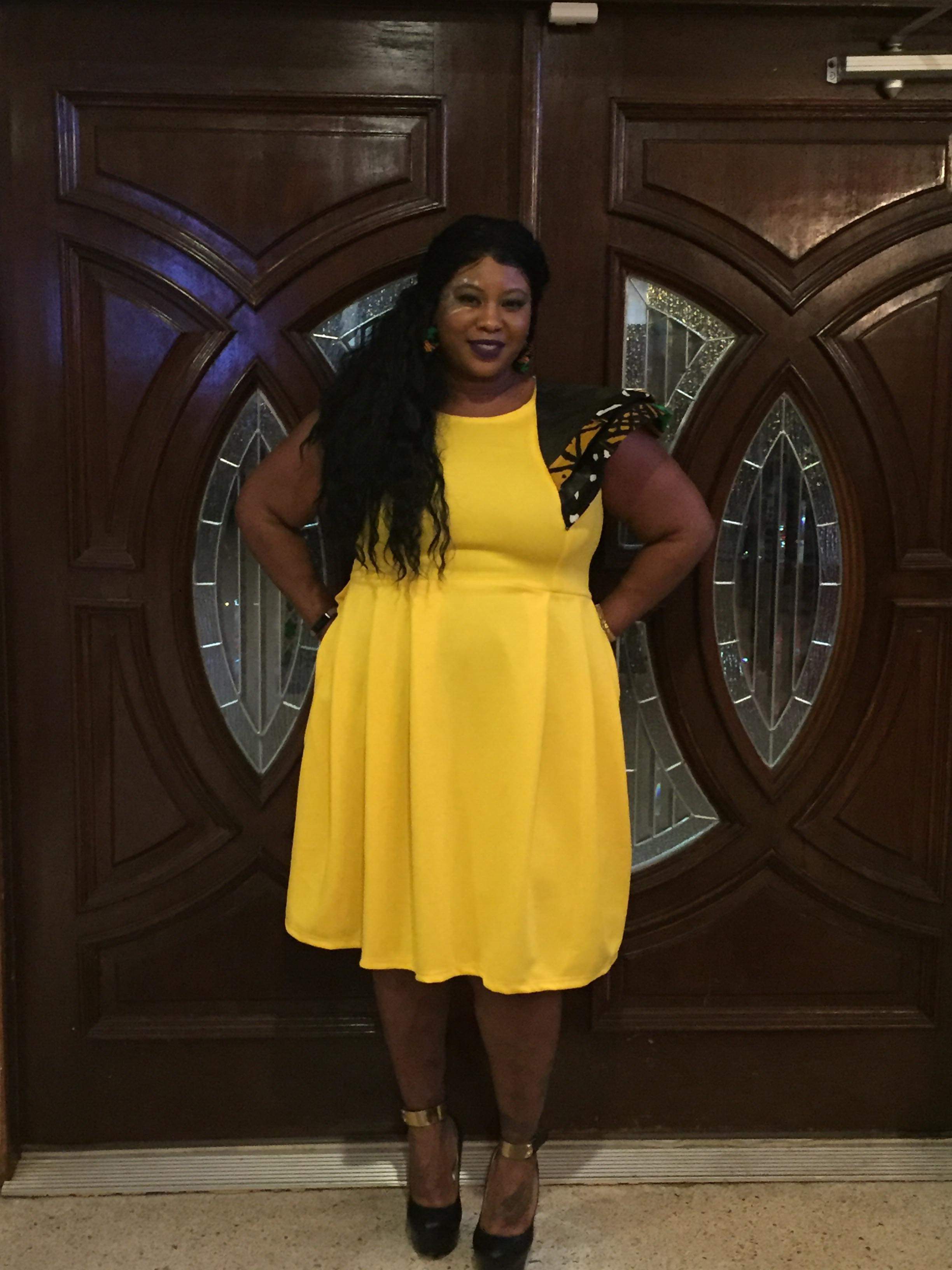 Yellow With Accent Leather Dress