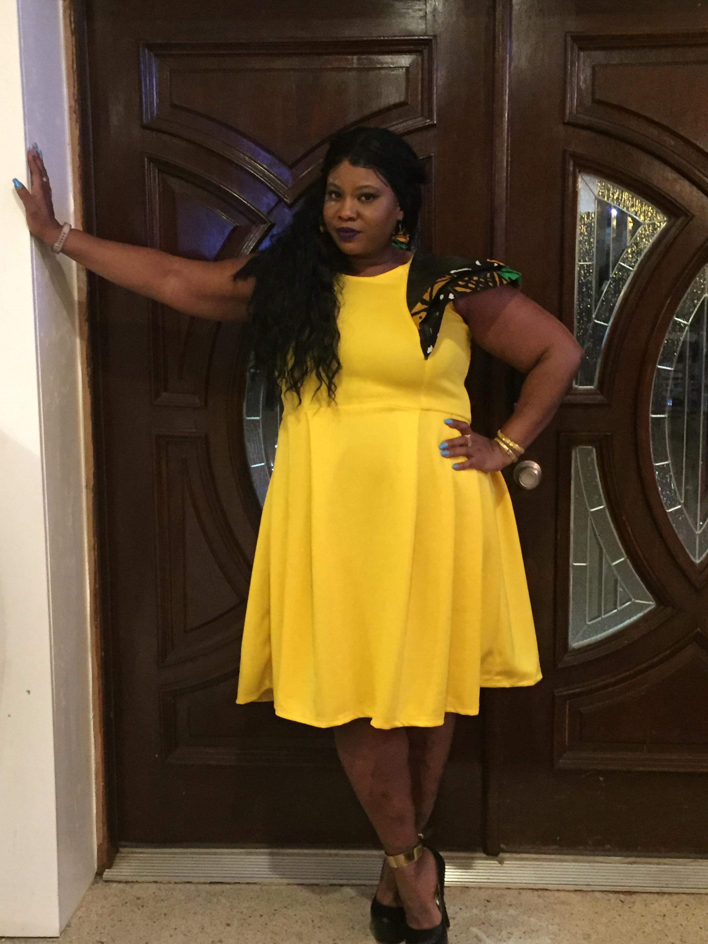 Yellow With Accent Leather Dress