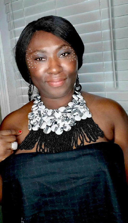 Black and White Bib Necklace